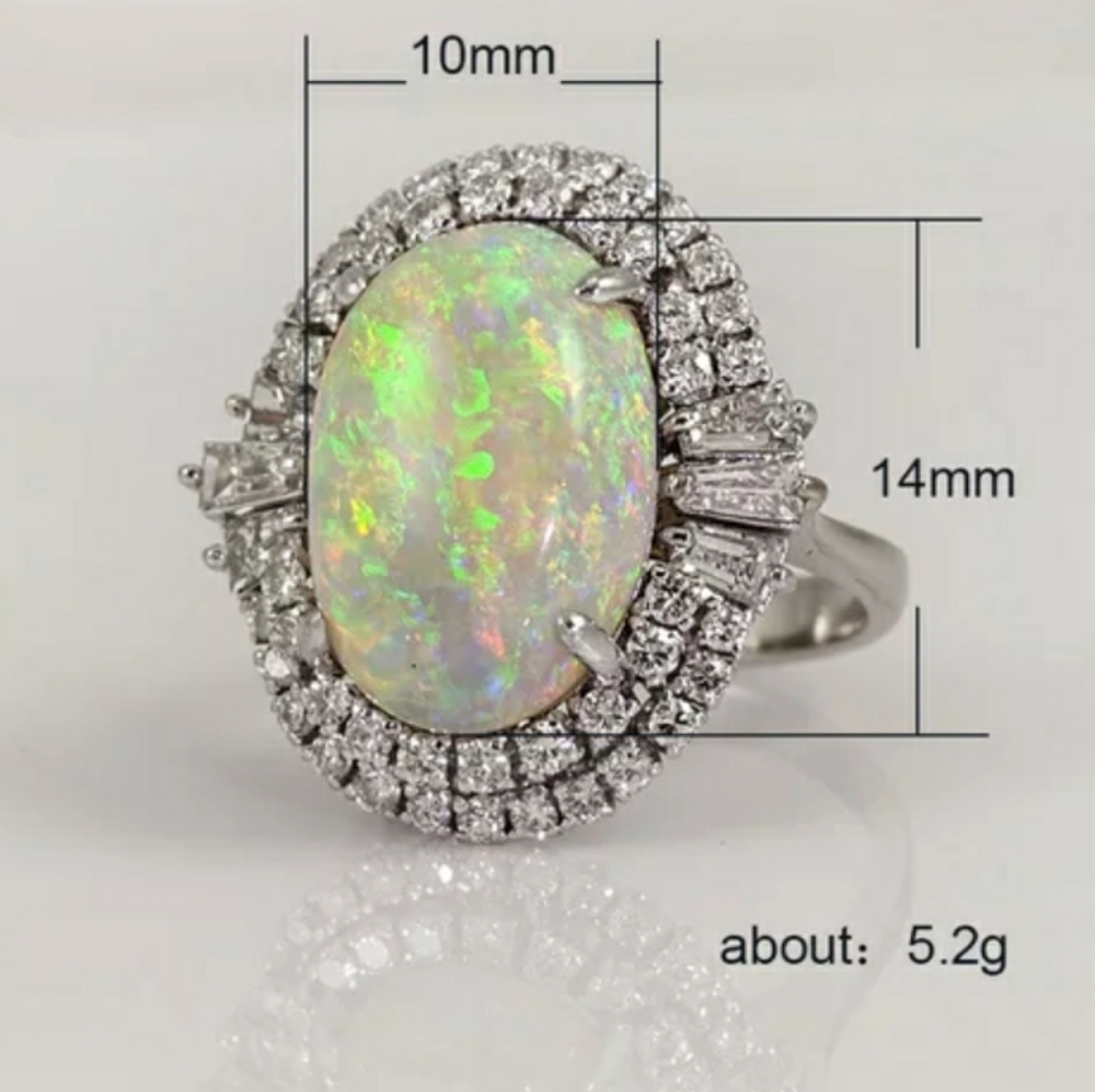 New Noble Big Opal Silver Ring - Picture 5 of 6